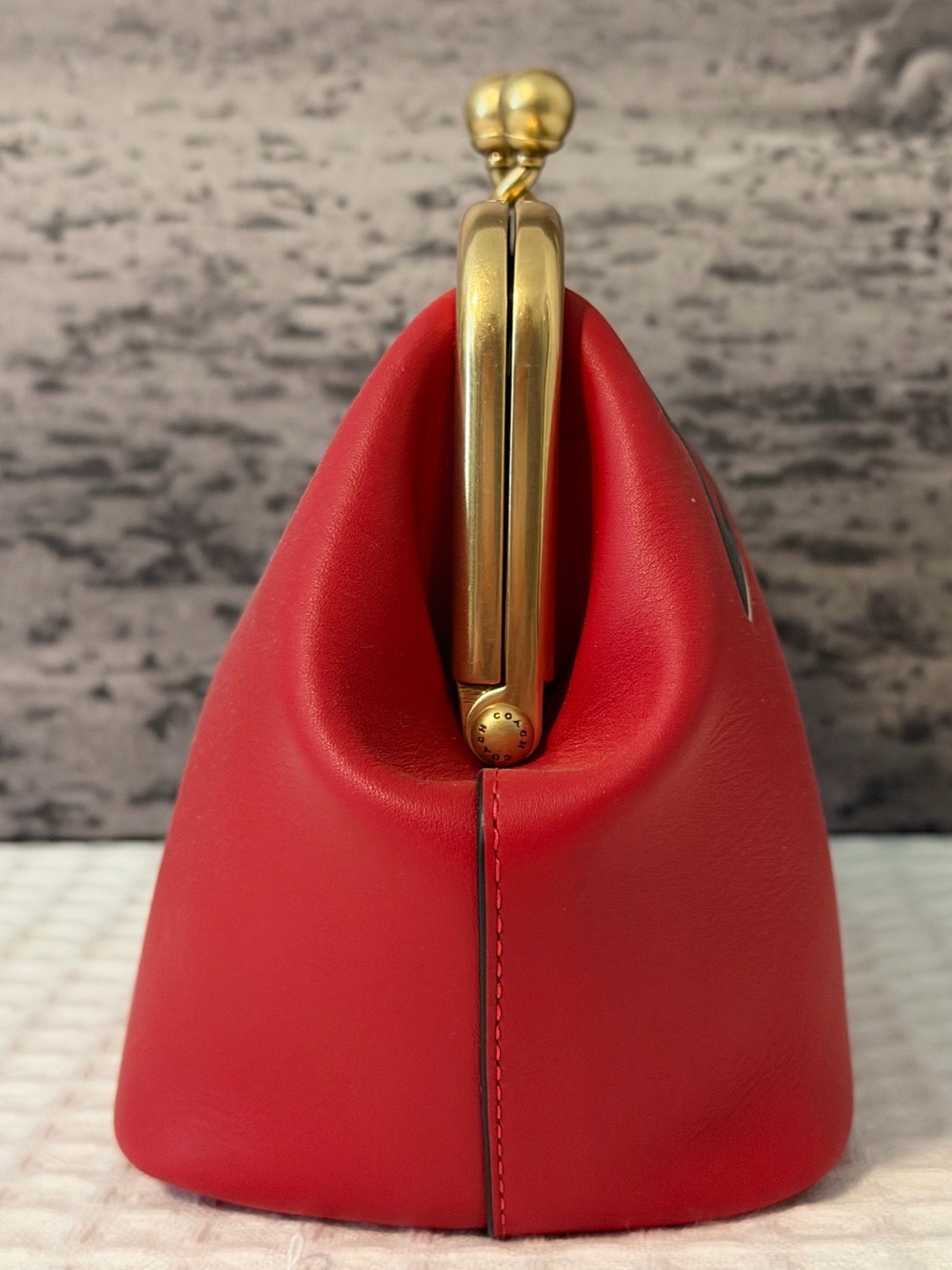 NWT Disney X Coach Kisslock Frame Bag with Sleepy Pluto Red Brass CDL98 - Picture 4 of 13